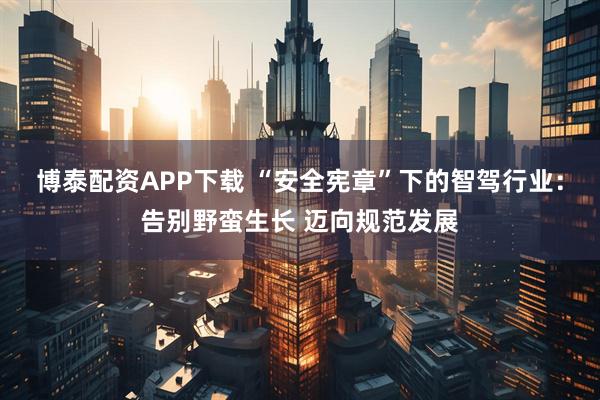 博泰配资APP下载 “安全宪章”下的智驾行业：告别野蛮生长 迈向规范发展